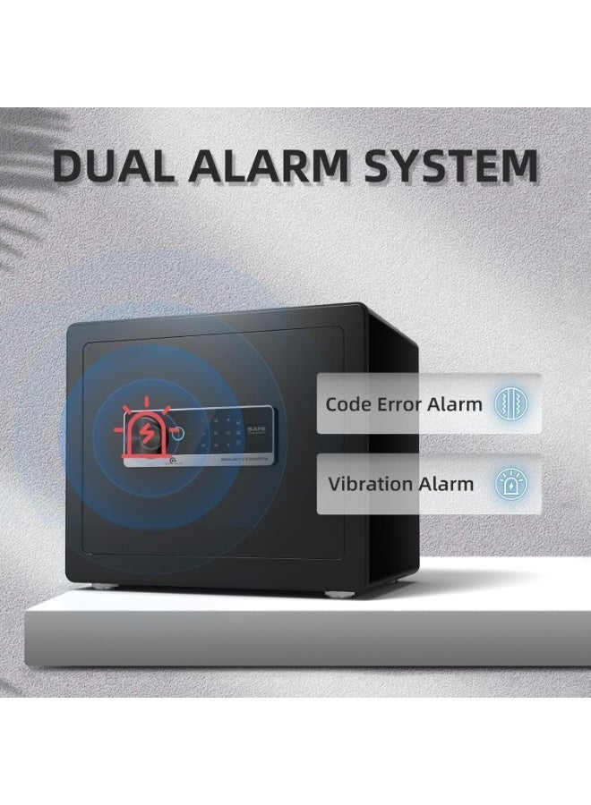 LBMT Biometric Safe 1.3 Cub - Small Safes for Home Lock Box with Fingerprint Recognition, Keys, Keypad Lock, Dual Alarm System - Wall Mount Cabinet for Jewelry and Valuables, Black - Image 3